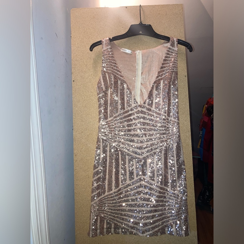Pink sequins mini dress (size:M)